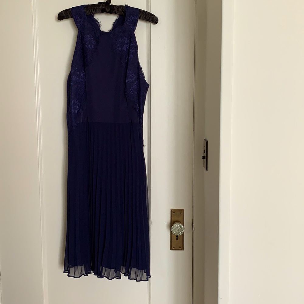 EUC Navy Blue Lace Racerback, Pleated Skirt Dress!